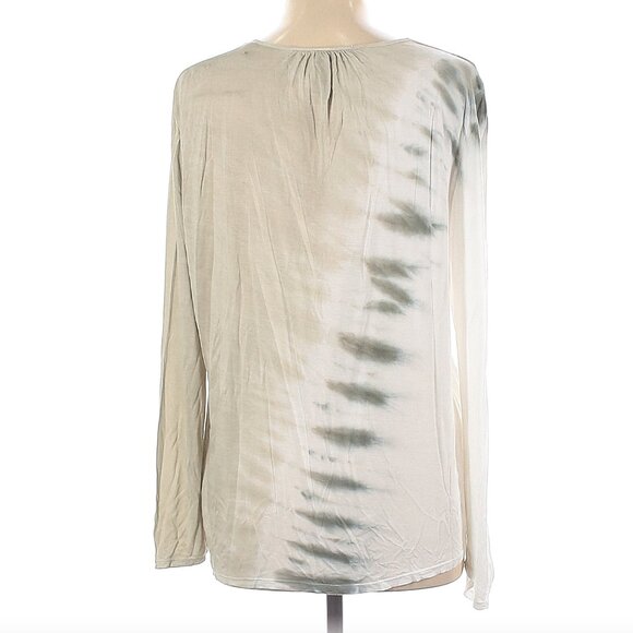 XCVI Long sleeve white and gray v neck blouse tie dye with sophistication L - Picture 3 of 4